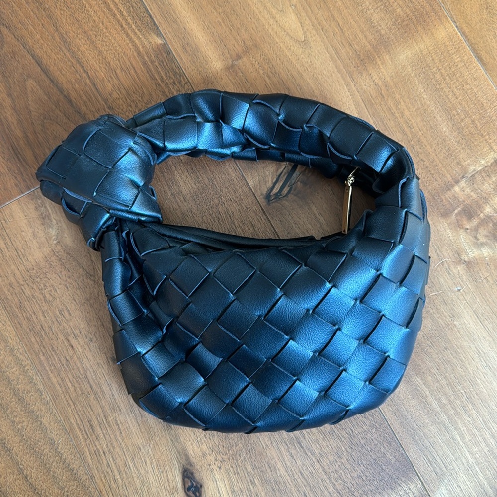 Intrecciato Mini Napa Leather Black Clutch Purse Bag